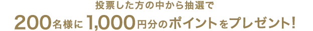 投票した方の中から、抽選で200名様に1,000円分のポイントプレゼント！