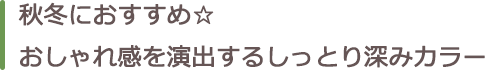 秋冬におすすめ☆おしゃれ感を演出するしっとり深みカラー